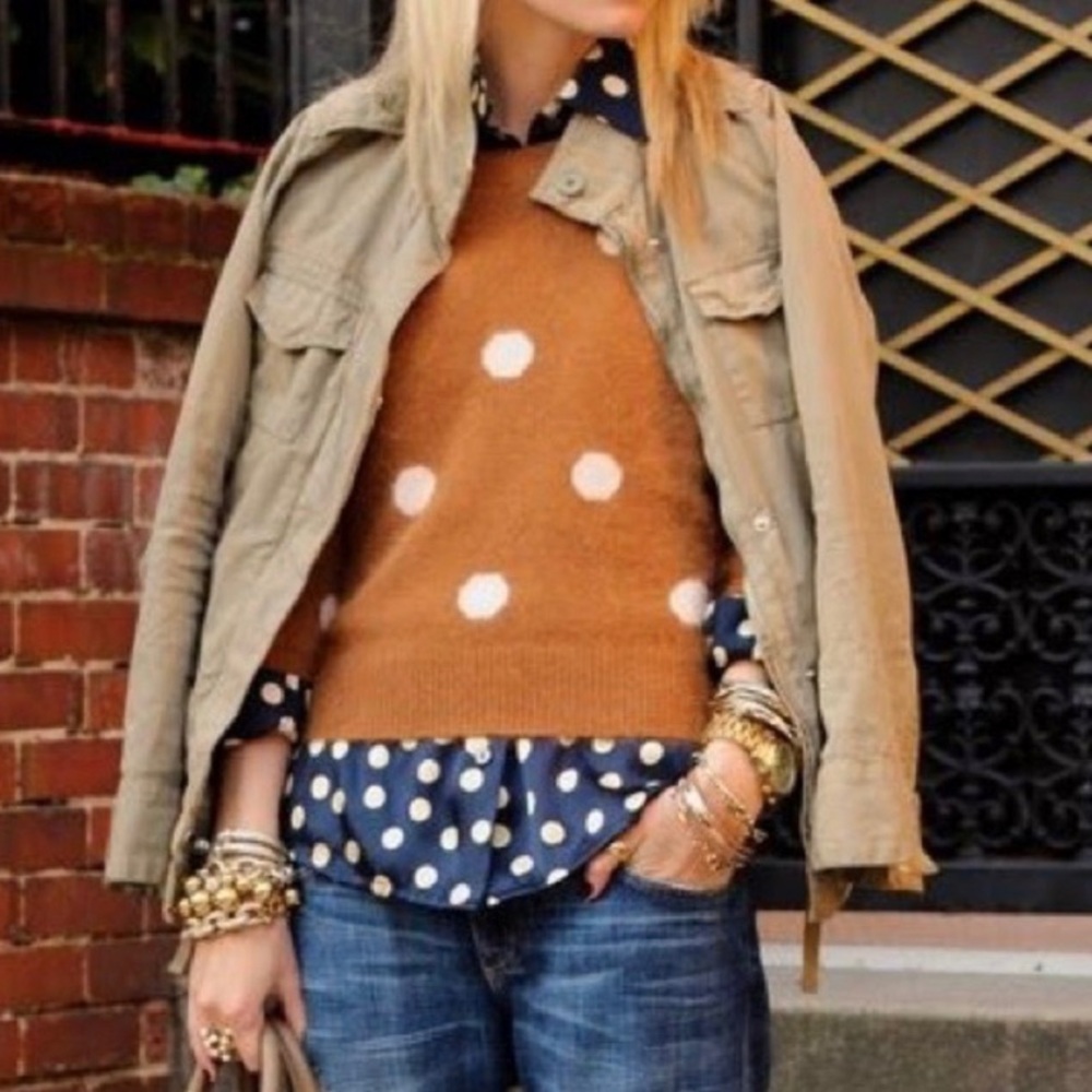 Madewell Brown and White Polka Dot Sweater